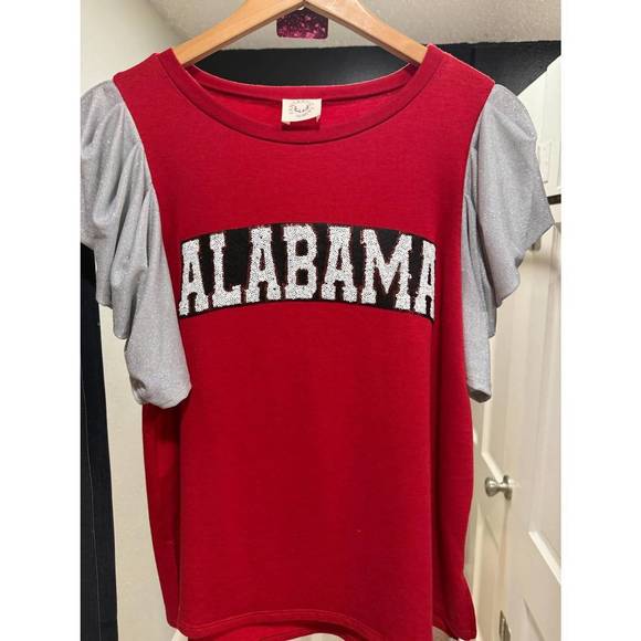 FANTASTIC FAWN Tops - NEW FANTASTIC FAWN women's alabama sequin patch top in red